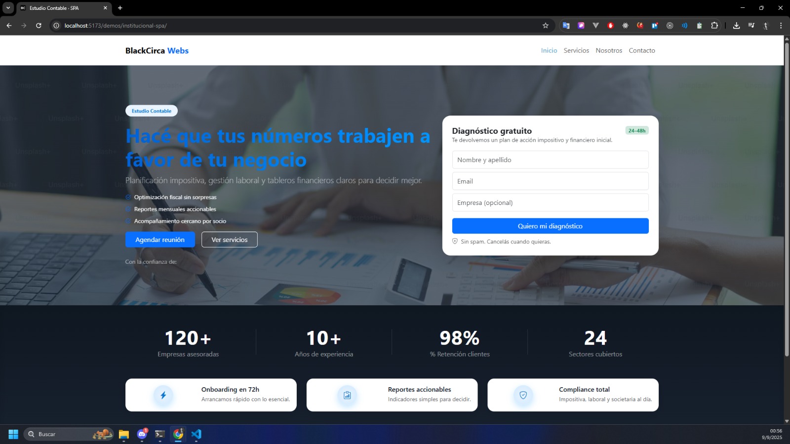 Demo Web Institucional estilo clean